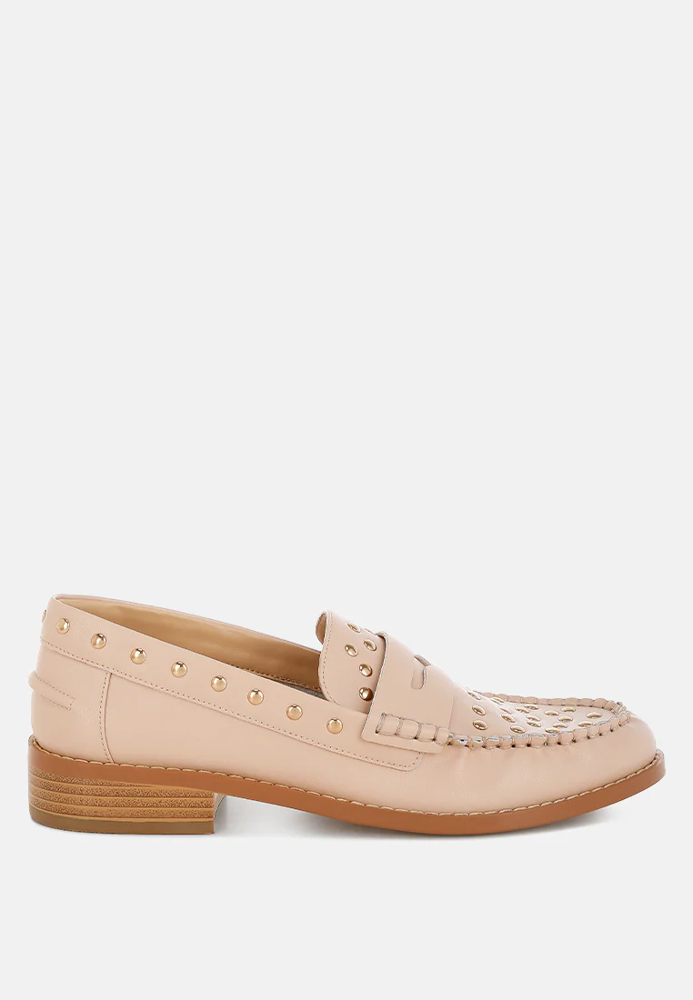 Oglavia Studs Embellished Leather Loafers - Image 14