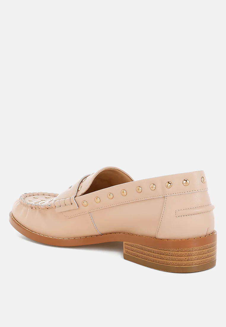 Oglavia Studs Embellished Leather Loafers - Image 16