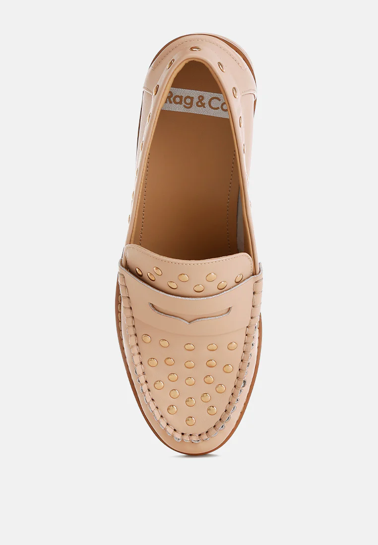 Oglavia Studs Embellished Leather Loafers - Image 17