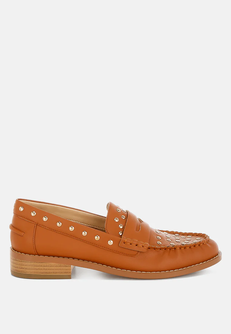 Oglavia Studs Embellished Leather Loafers - Image 19