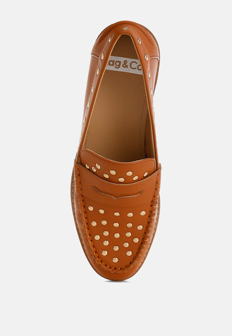 Oglavia Studs Embellished Leather Loafers - Image 23