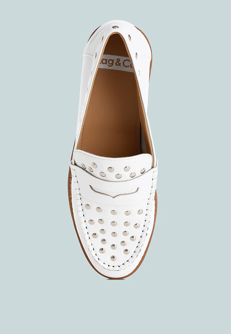 Oglavia Studs Embellished Leather Loafers - Image 4