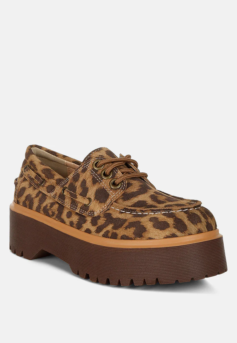 Onglur Leopard Real Suede Leather Oxford Loafers - Image 3
