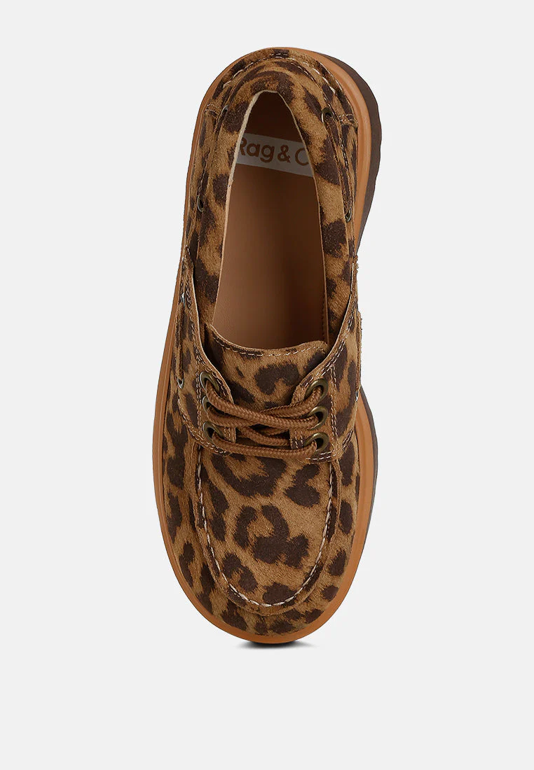 Onglur Leopard Real Suede Leather Oxford Loafers - Image 5