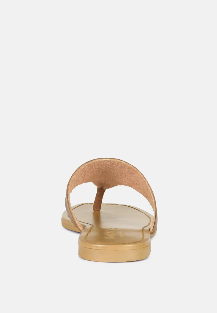 OROFERR Tan Soft Leather Luxury Thong Flats - Image 5
