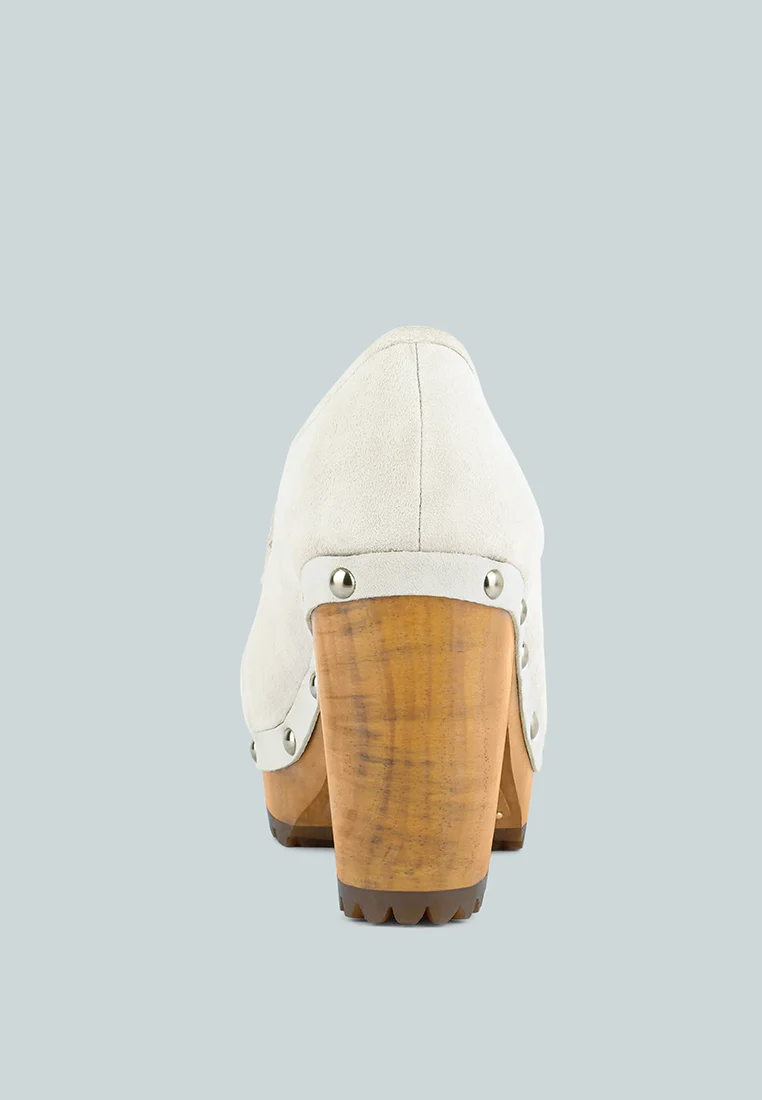 OSAGE White Clogs Loafers in Fine Suede - Image 5
