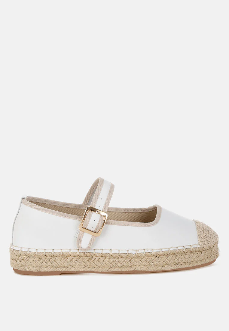 Ostac Genuine Leather Mary Jane Espradrilles