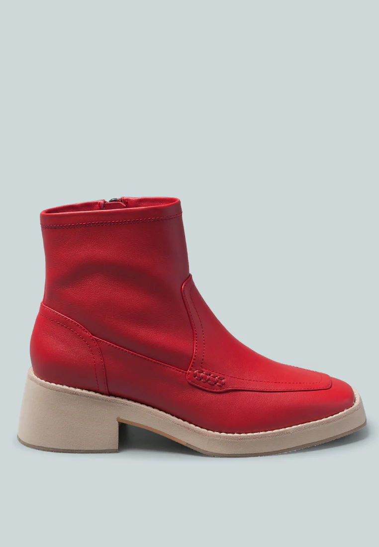 OXMAN Zip-up Red Ankle Boot - Image 2
