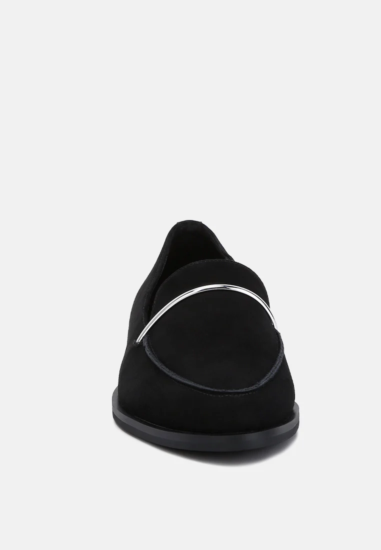 PAULINA Black Suede Leather Loafers - Image 3