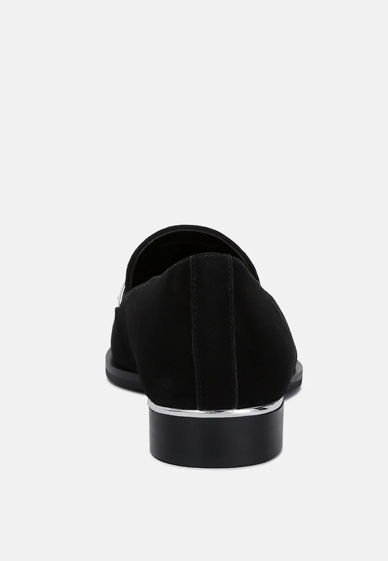 PAULINA Black Suede Leather Loafers - Image 5