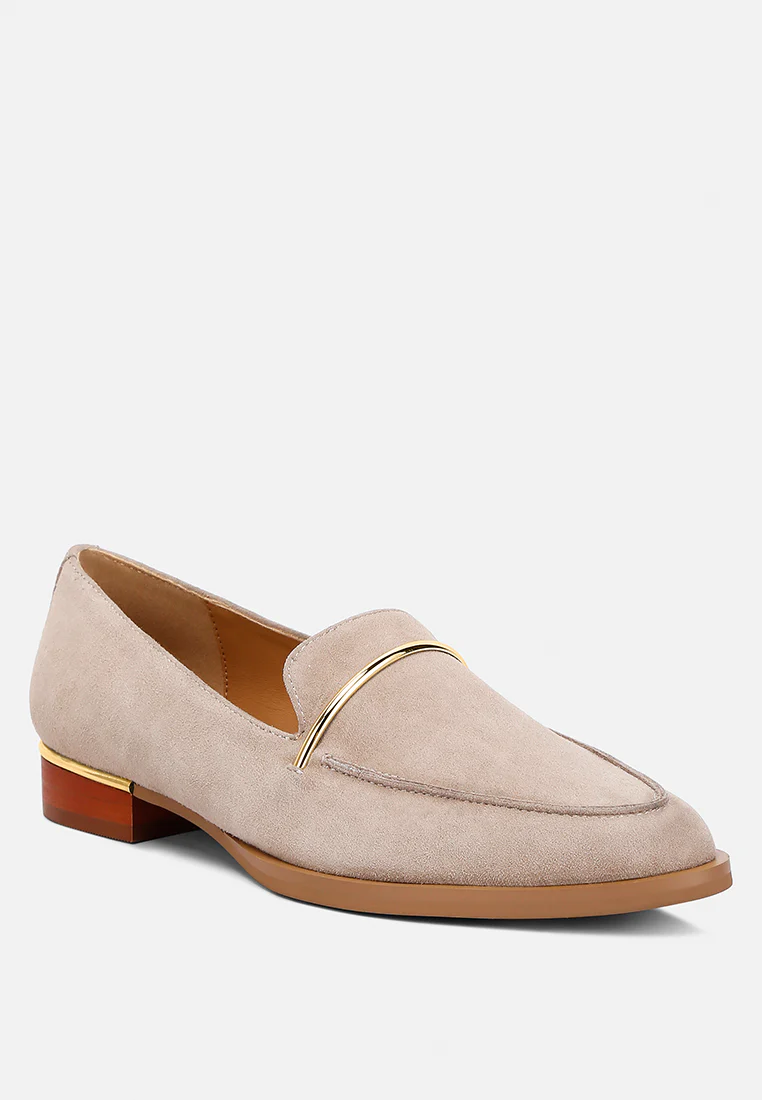 PAULINA Taupe Suede Slip-on Loafers - Image 2