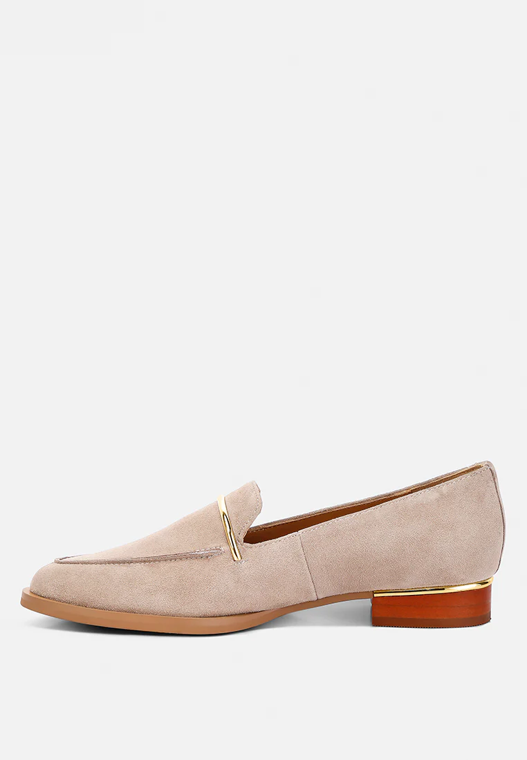 PAULINA Taupe Suede Slip-on Loafers - Image 3