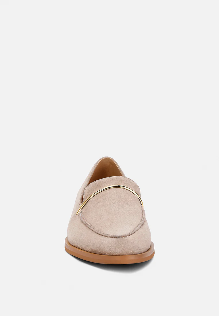 PAULINA Taupe Suede Slip-on Loafers - Image 4