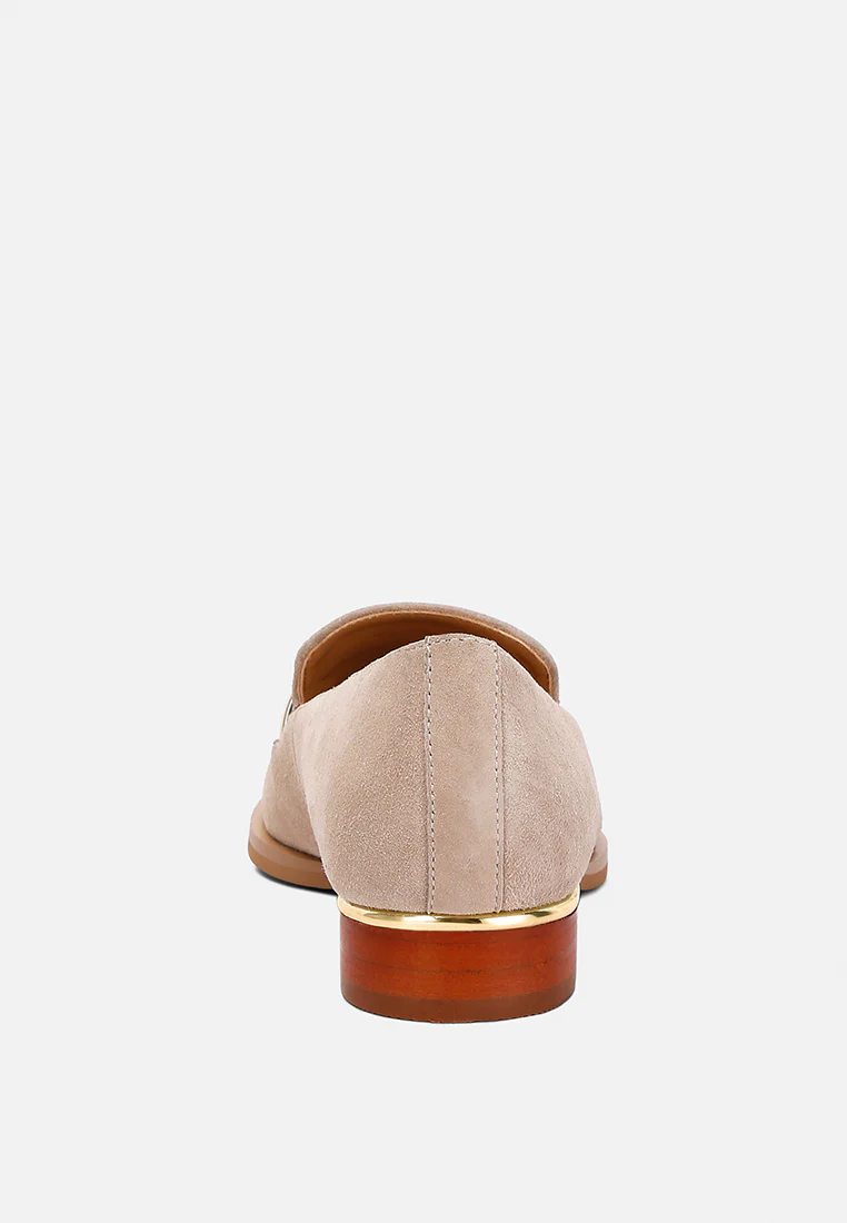 PAULINA Taupe Suede Slip-on Loafers - Image 5