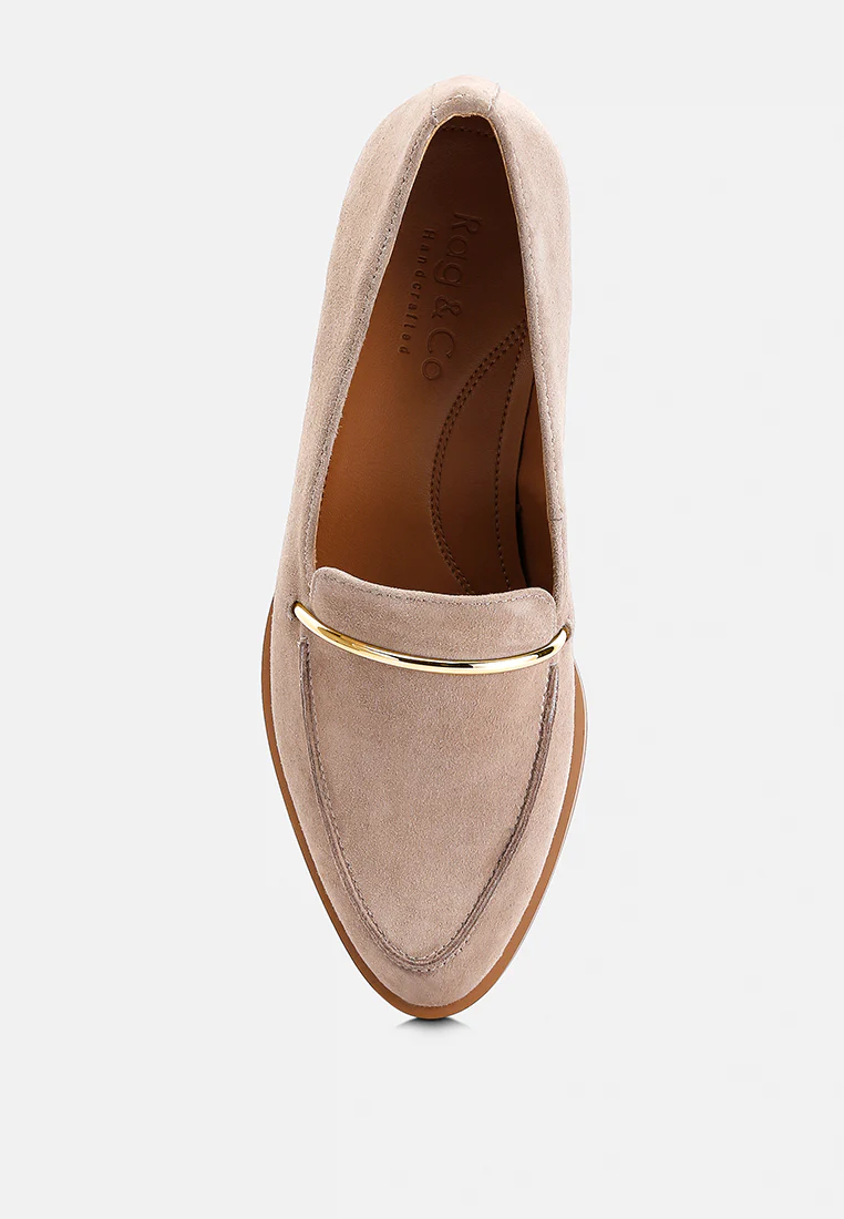 PAULINA Taupe Suede Slip-on Loafers - Image 6
