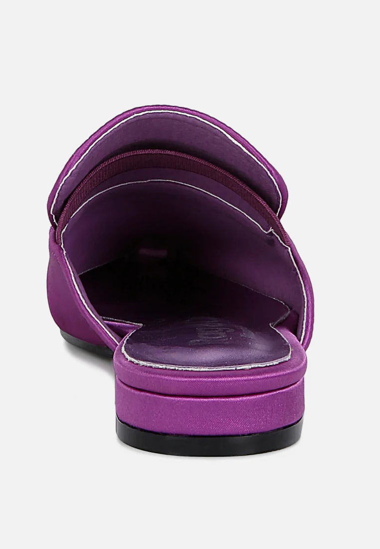 PERRINE Diamante Brooch Slip On Mules in Purple - Image 5