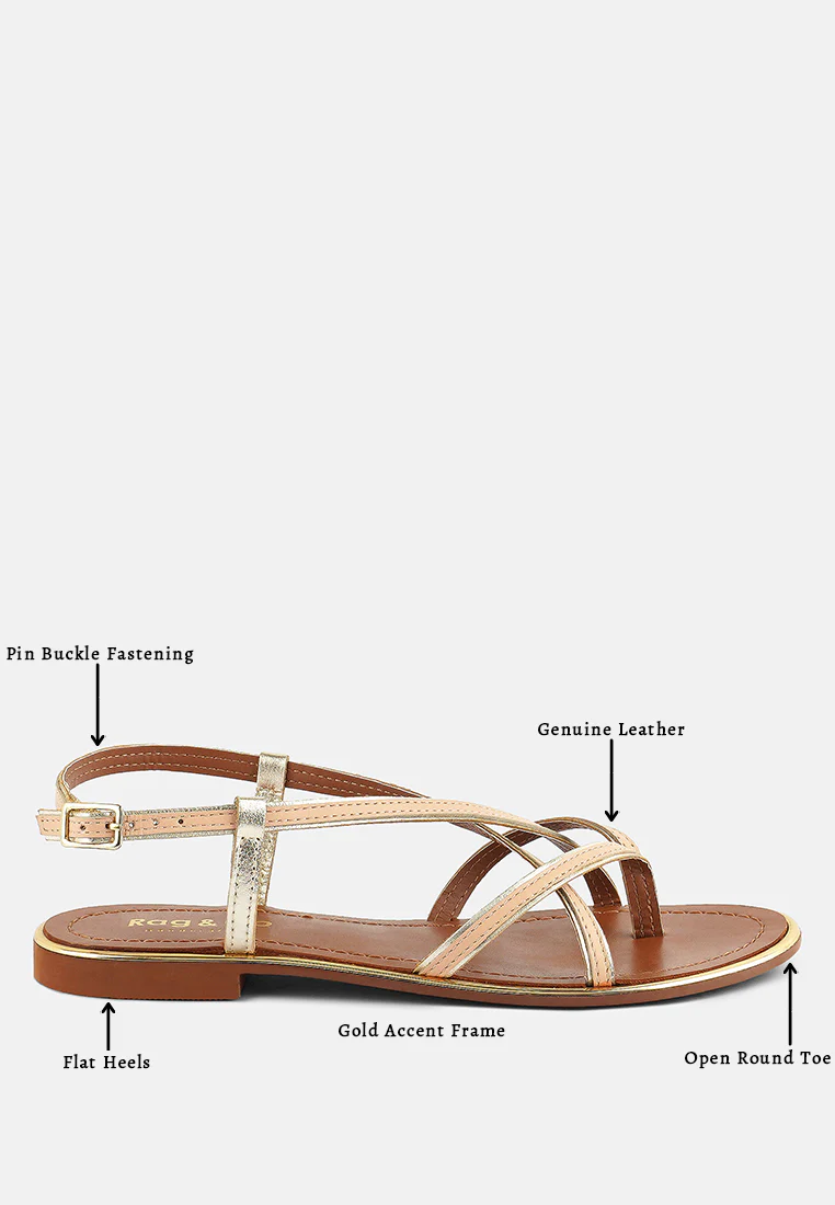 PHEOBE Strappy Beige Flat Sandals - Image 8