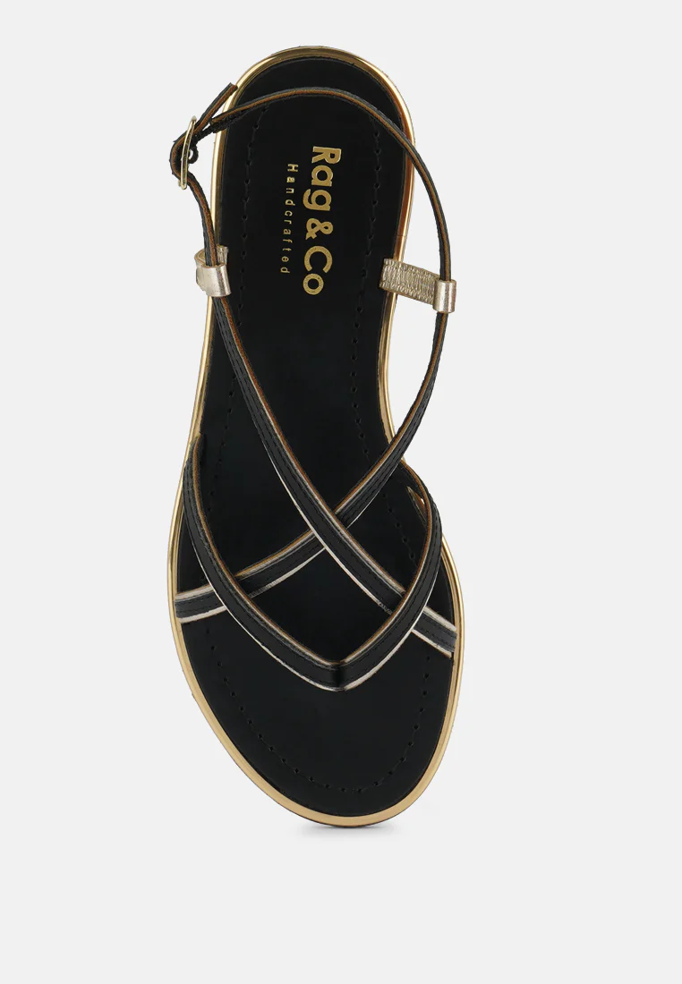 PHEOBE Strappy Black Flat Sandals - Image 5