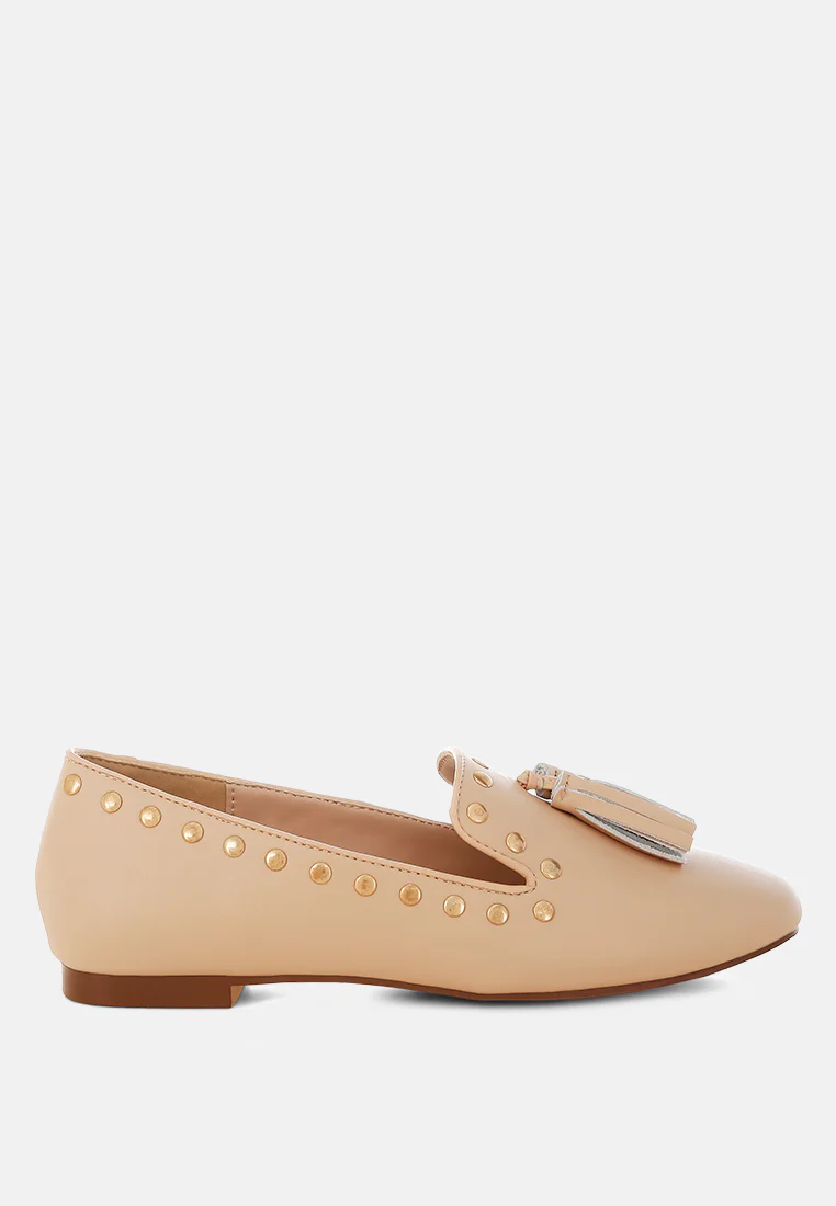 Philoha Studs & Tassels Detail Flat Loafers