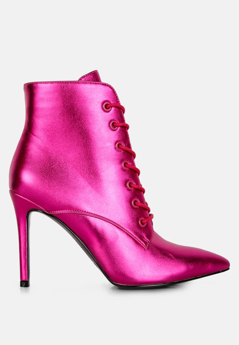 PIET Fuchsia Metallic Stiletto Ankle Boot - Image 2