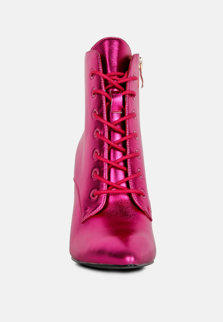 PIET Fuchsia Metallic Stiletto Ankle Boot - Image 3