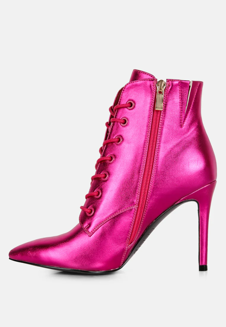PIET Fuchsia Metallic Stiletto Ankle Boot - Image 4