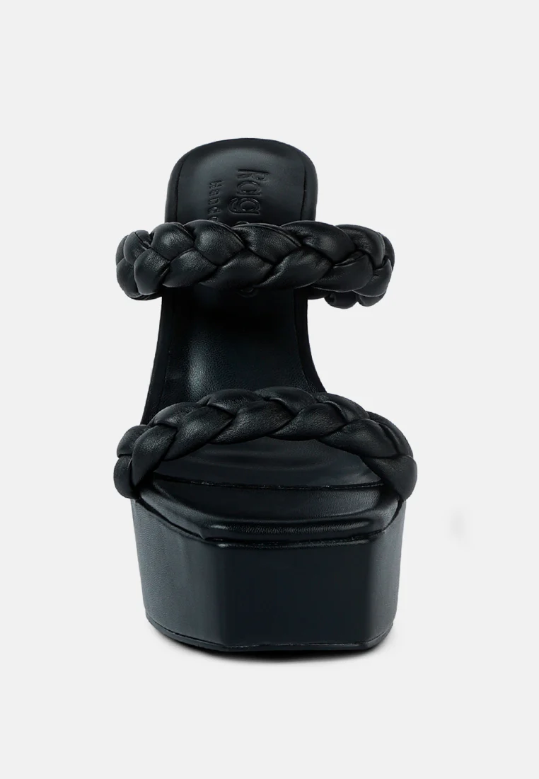 PIN-UP Black Braided High Heel Sandals - Image 4