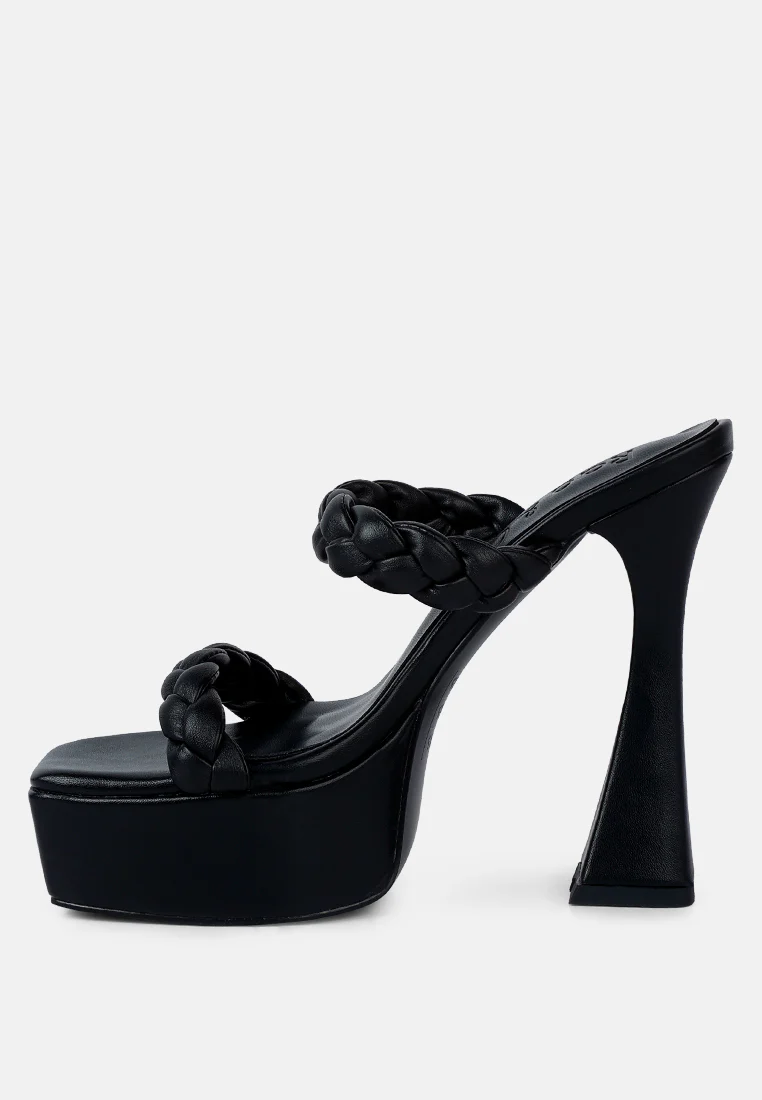 PIN-UP Black Braided High Heel Sandals - Image 5