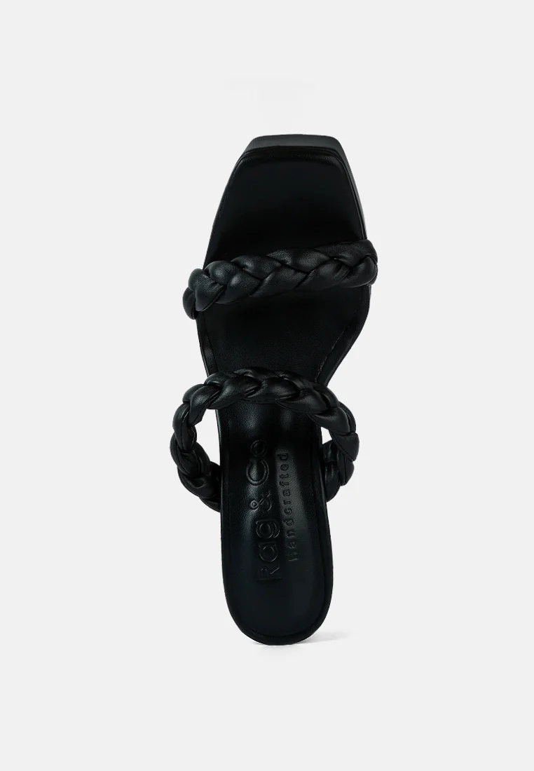 PIN-UP Black Braided High Heel Sandals - Image 7