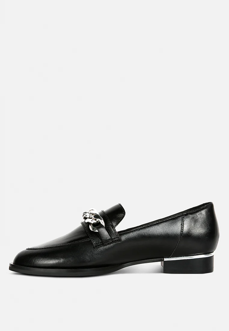POLA Black Leather Horsebit Loafers - Image 4