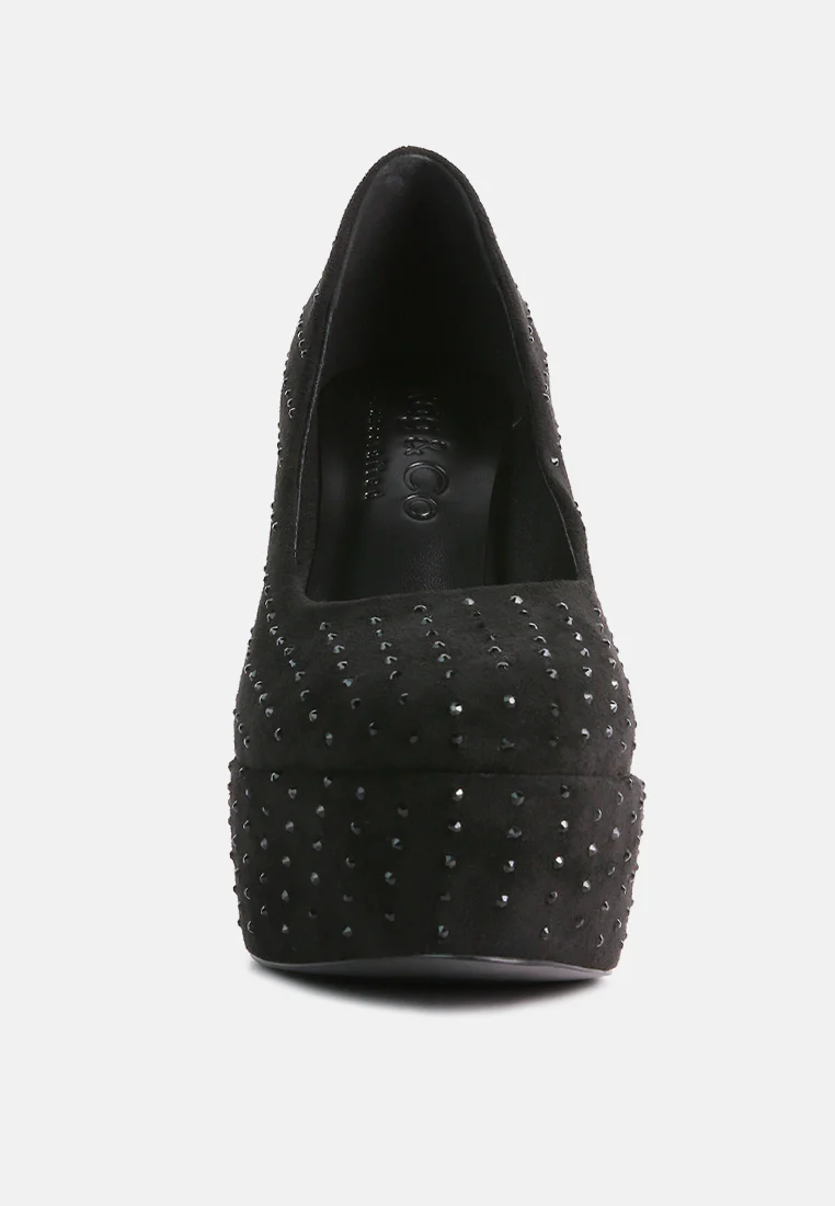 POPPINS Black Glinting Platform High Pumps - Image 4