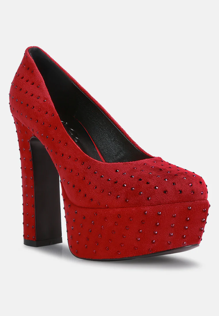 POPPINS Red Glinting Platform High Pumps - Image 2