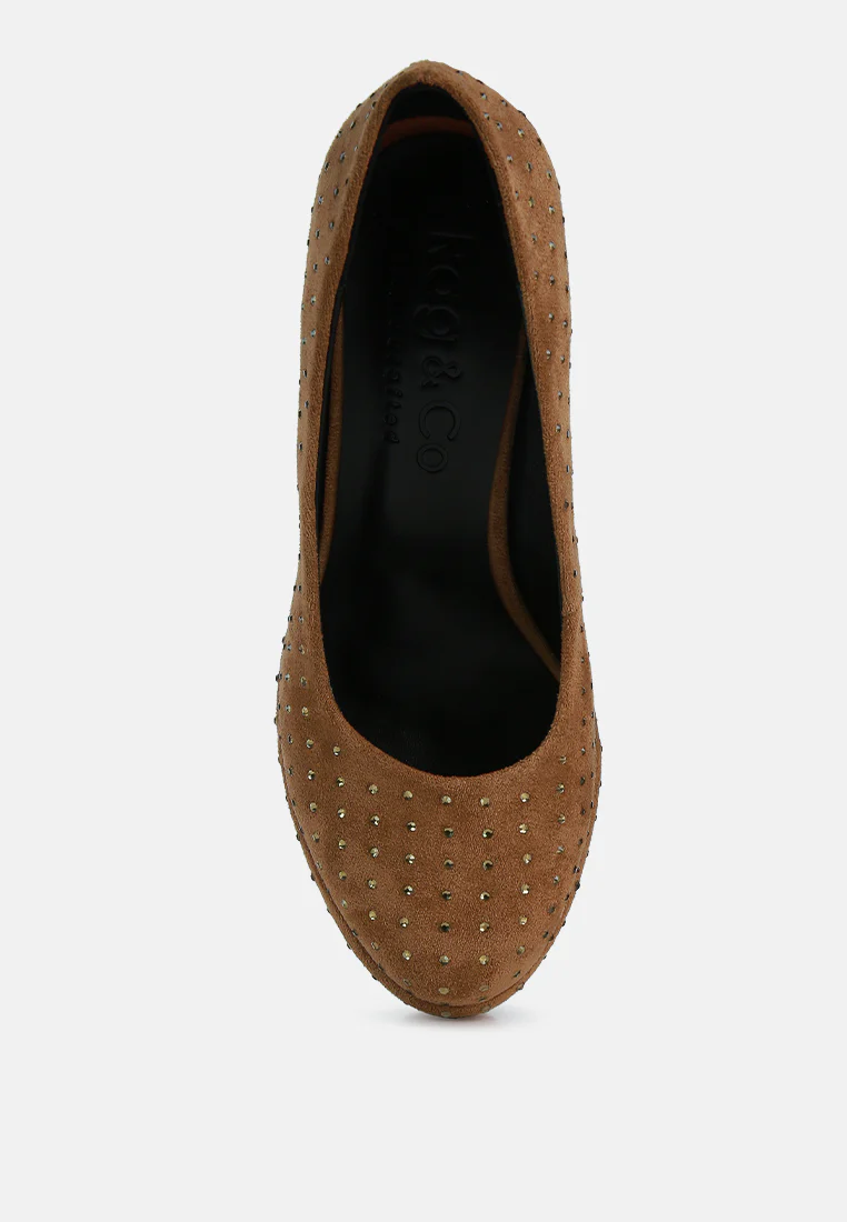POPPINS Tan Glinting Platform High Pumps - Image 6