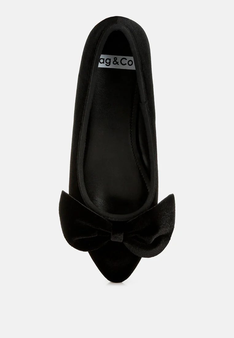Pothos Luxurious Velvet Bow Ballerinas - Image 4