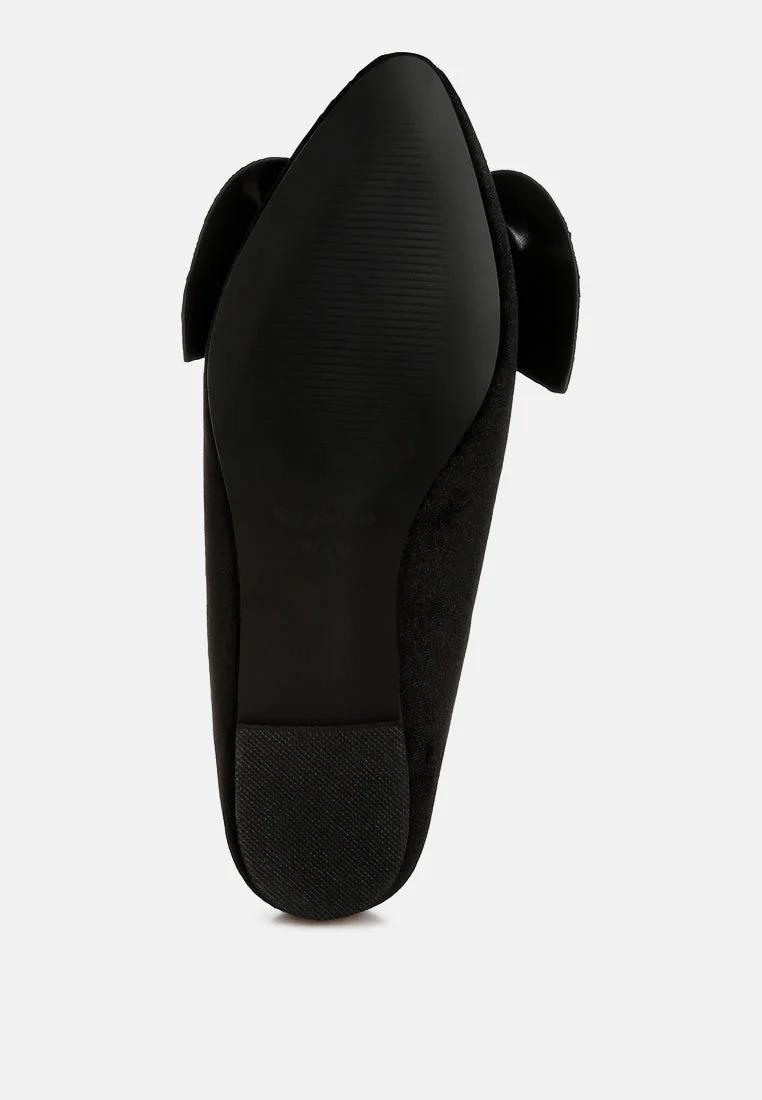Pothos Luxurious Velvet Bow Ballerinas - Image 5