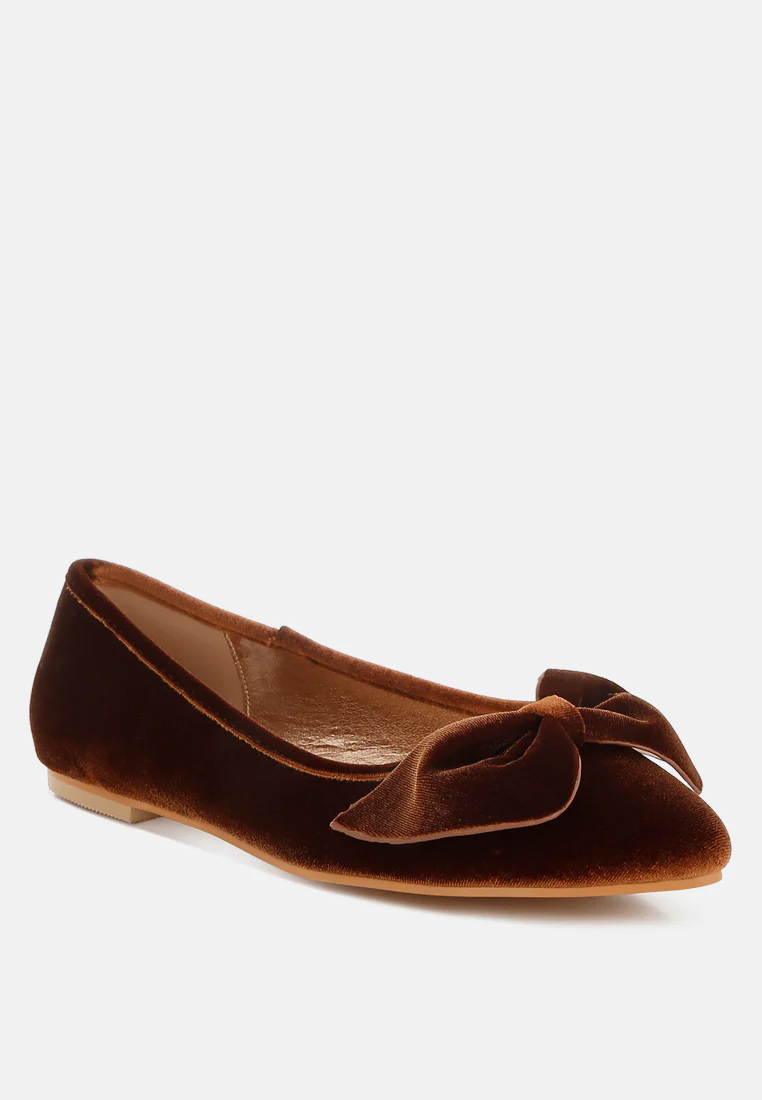 Pothos Luxurious Velvet Bow Ballerinas - Image 7