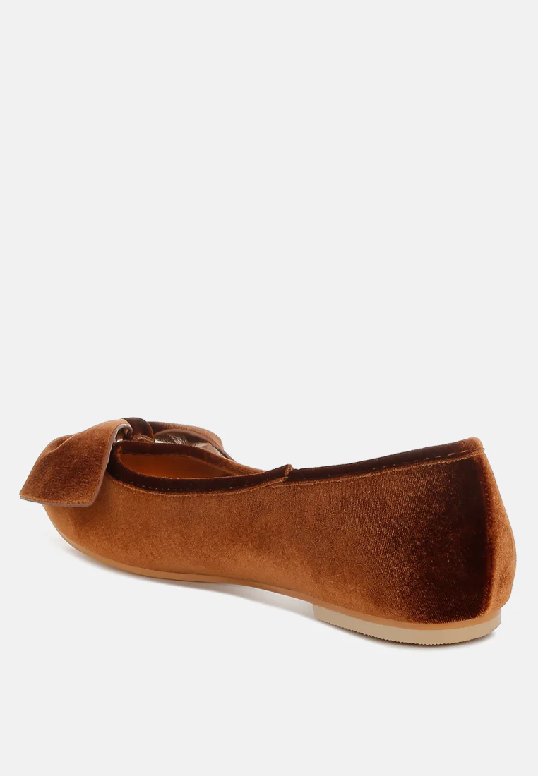 Pothos Luxurious Velvet Bow Ballerinas - Image 8