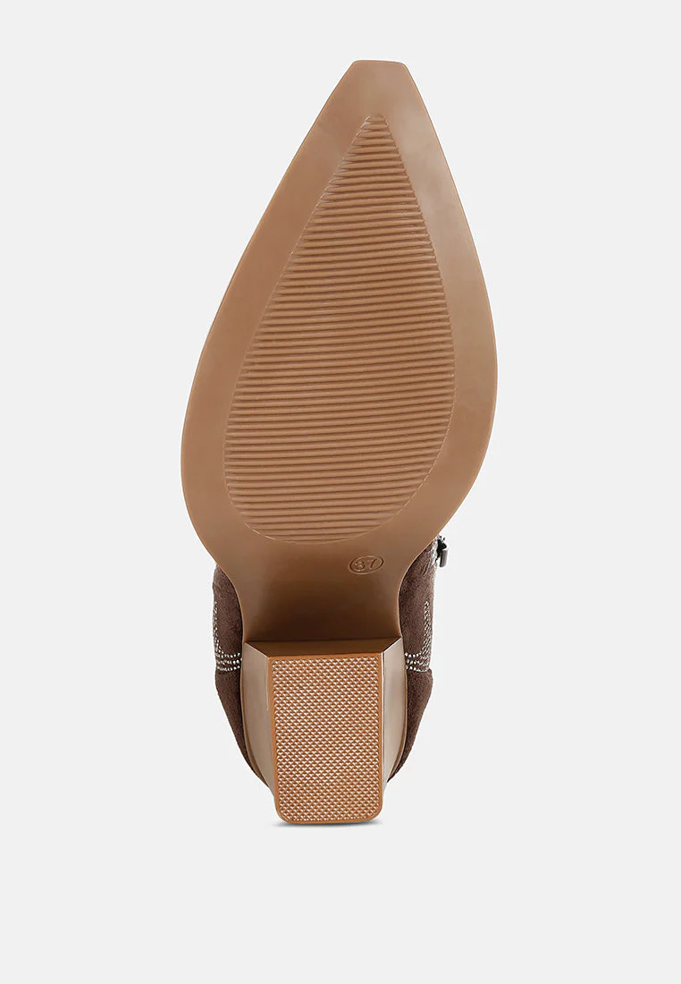 Rambler Rhinestones Embellished Calf Boots - Image 6