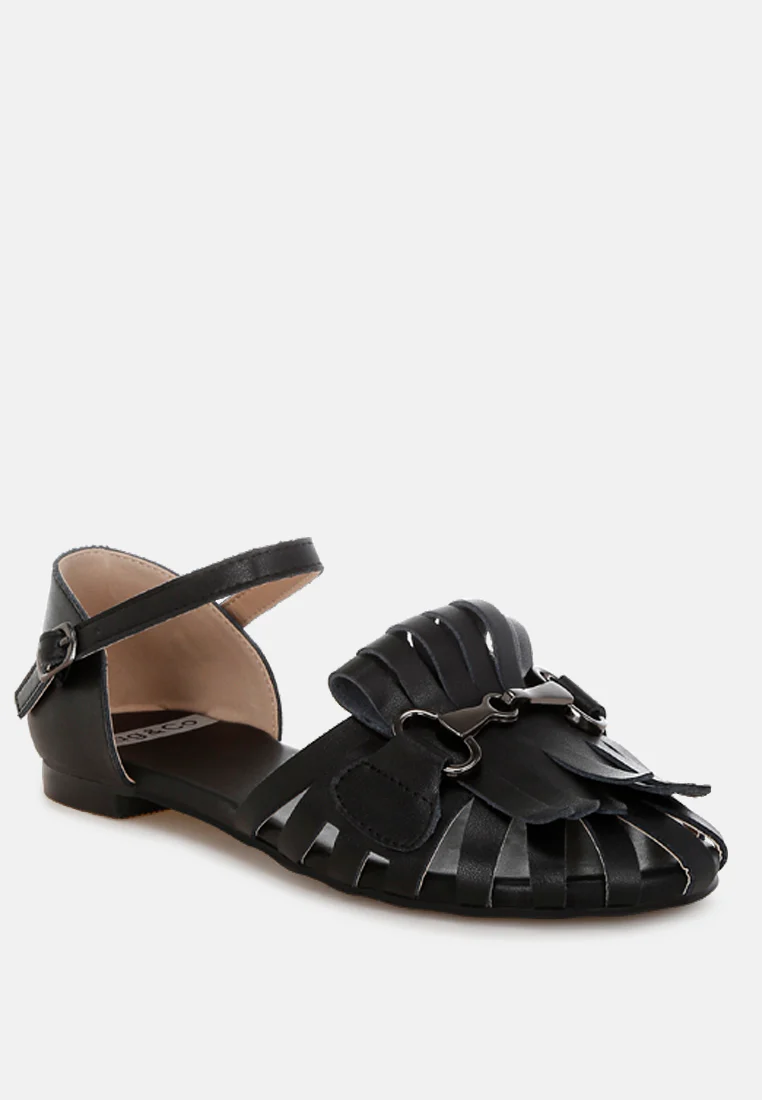 Ramita Horsebit Fringe Flat Sandals - Image 13