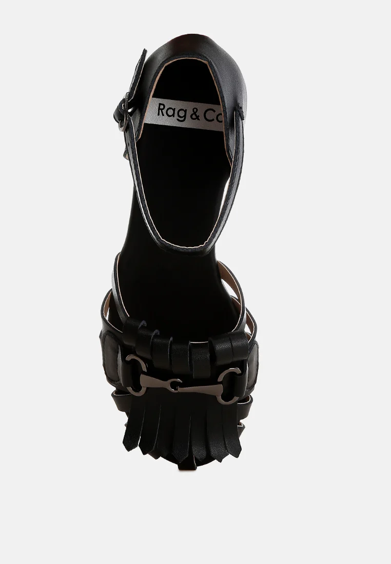 Ramita Horsebit Fringe Flat Sandals - Image 15