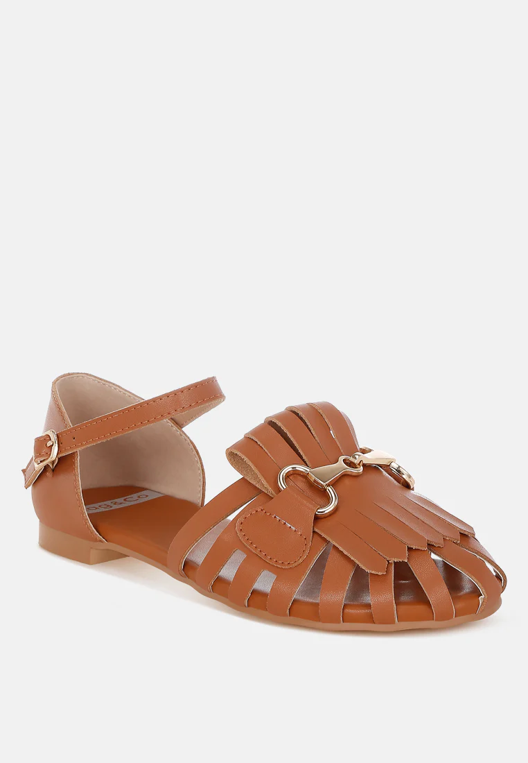 Ramita Horsebit Fringe Flat Sandals - Image 2