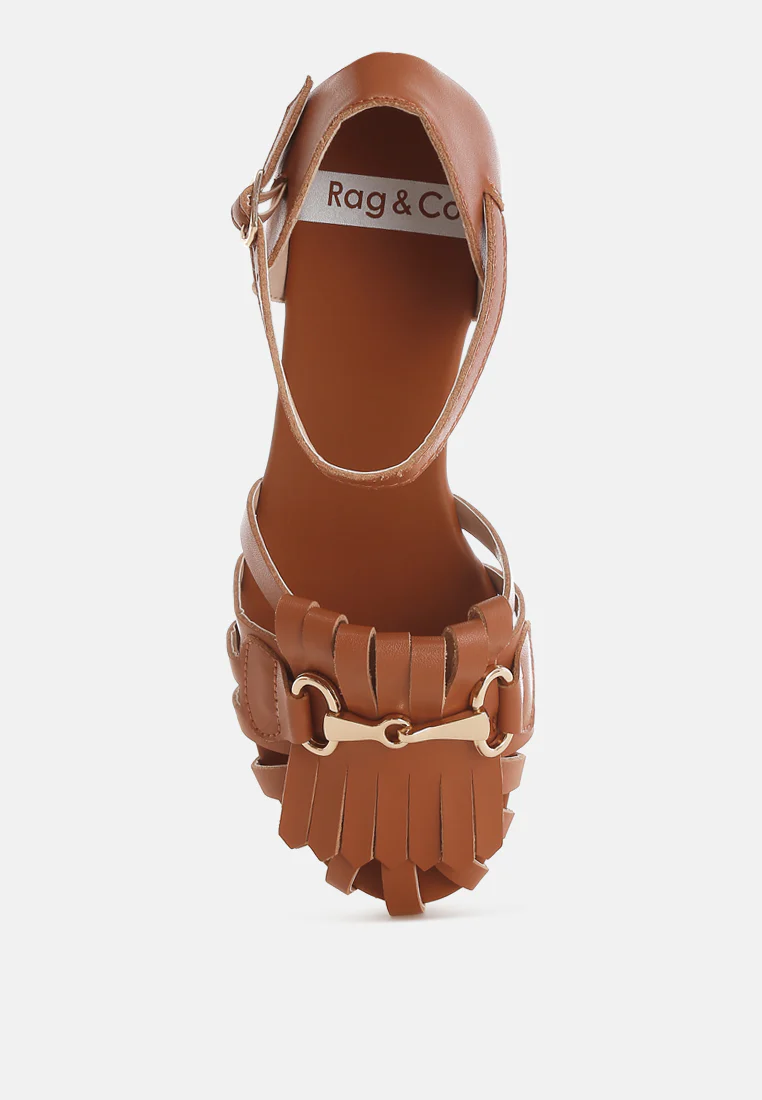 Ramita Horsebit Fringe Flat Sandals - Image 4