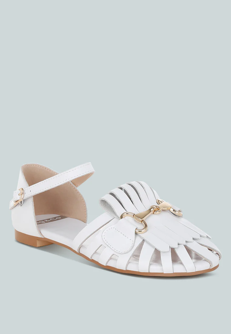 Ramita Horsebit Fringe Flat Sandals - Image 7