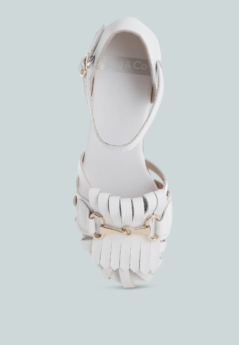 Ramita Horsebit Fringe Flat Sandals - Image 9