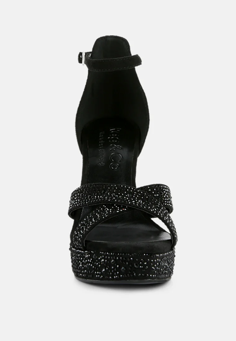 REGALIA Black Rhinestone Embellished Stiletto Sandals - Image 3