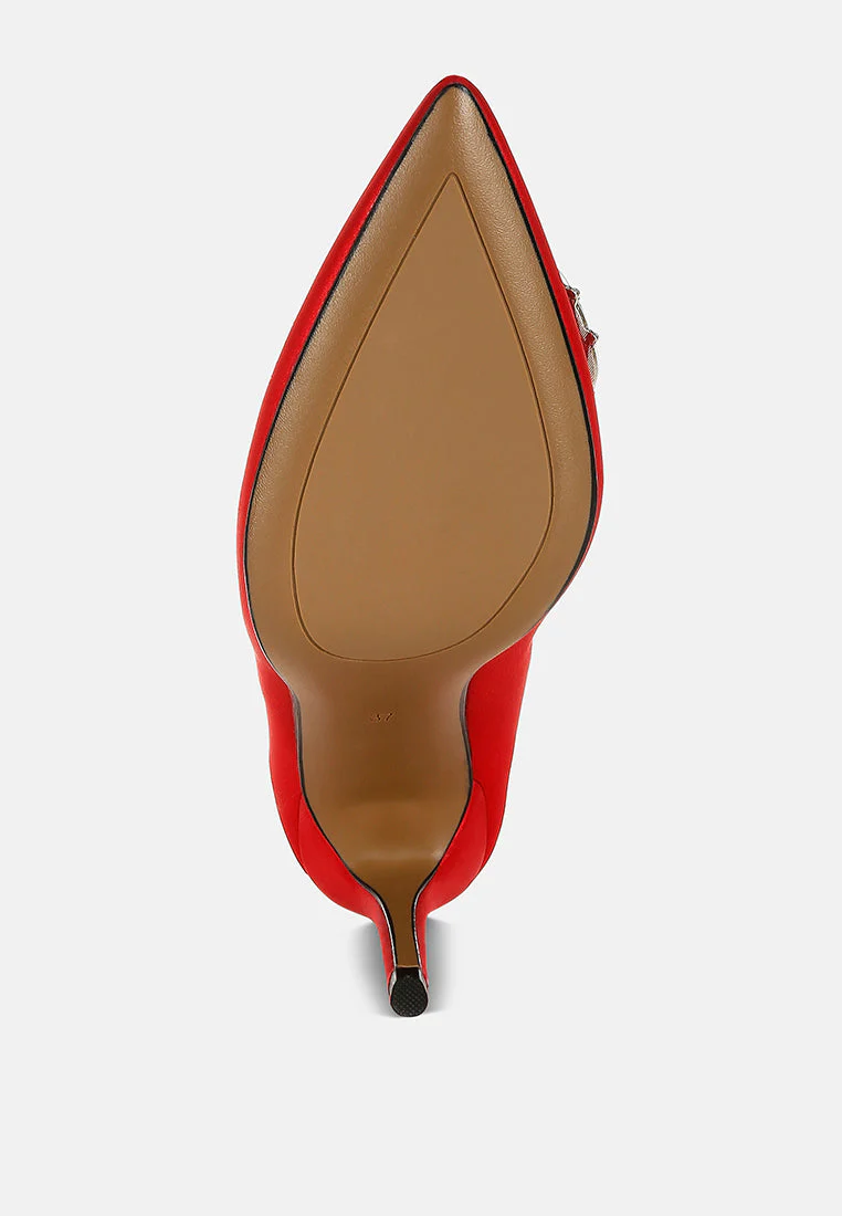 Rhodolia Diamante Brooch Detail Satin Pumps - Image 11