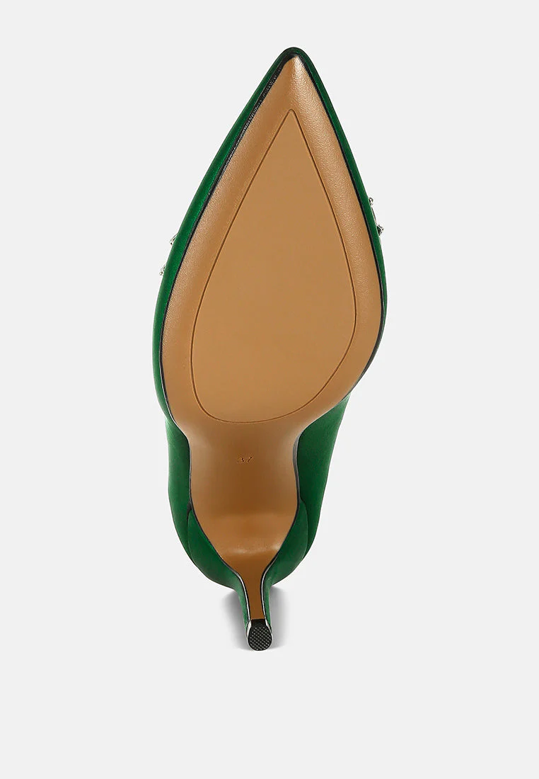 Rhodolia Diamante Brooch Detail Satin Pumps - Image 26