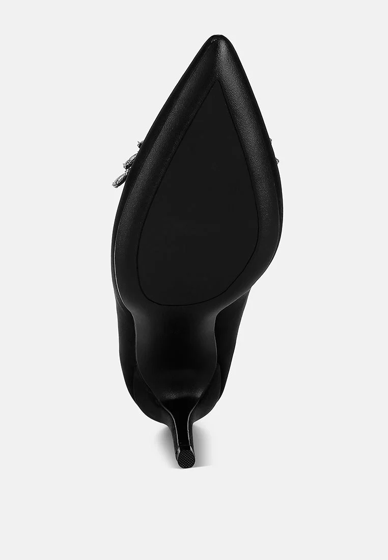 Rhodolia Diamante Brooch Detail Satin Pumps - Image 31
