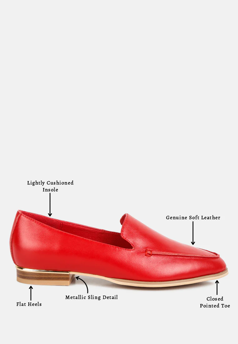 RICHELLI Metallic Sling Detail Loafers in Red - Image 8