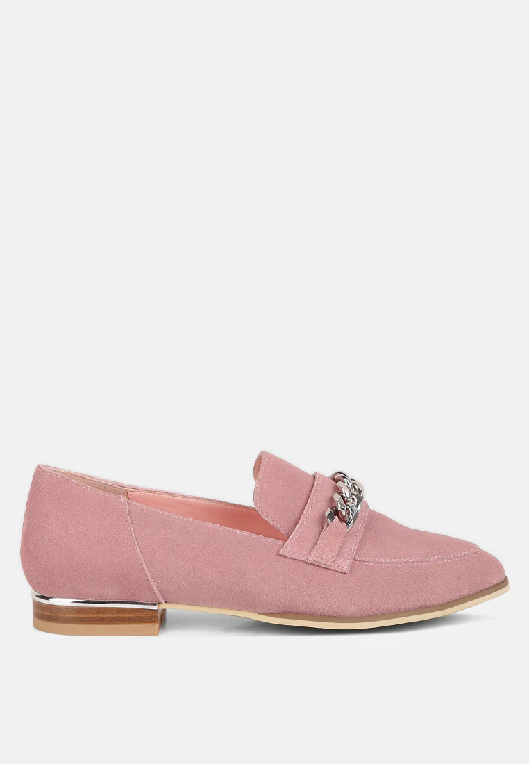 RICKA Chain Embellished Loafers in Pink - Image 2